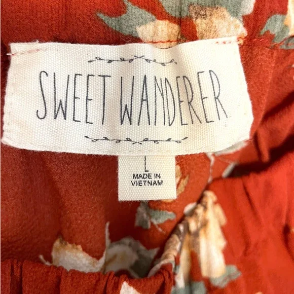 Sweet Wanderer Floral Off The Shoulder Top In Orange Size Large - Picture 7 of 8
